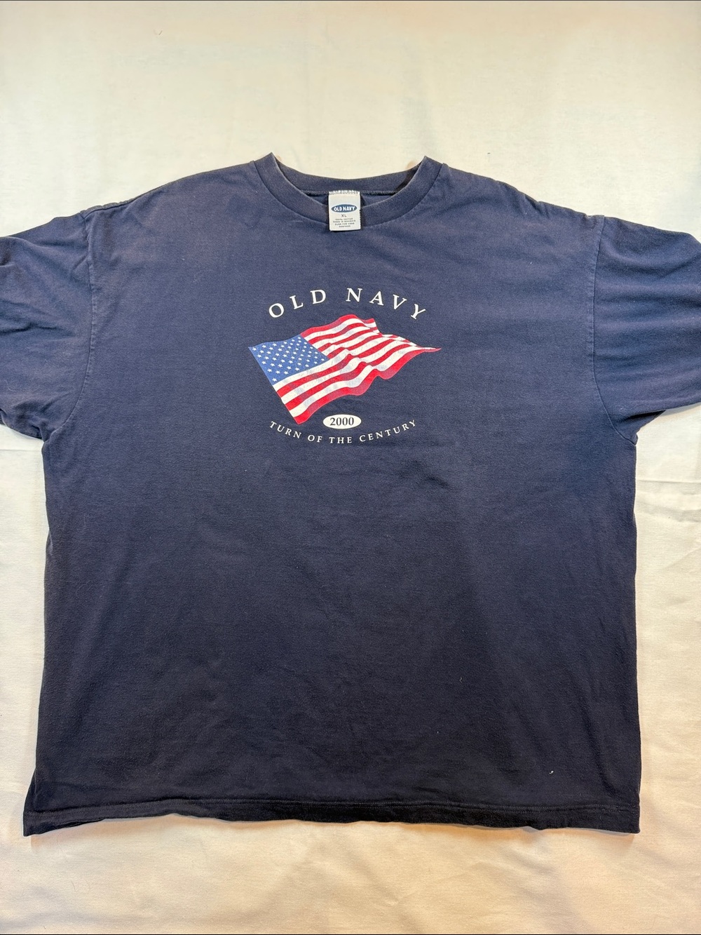 Old Navy Y2K 2000 Turn Century American Flag Graphic Tee Navy XL